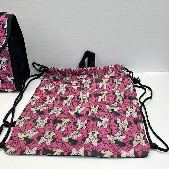 Disney Mini drawstring backpack and Lunch Box Pink Black - Picture 3 of 13